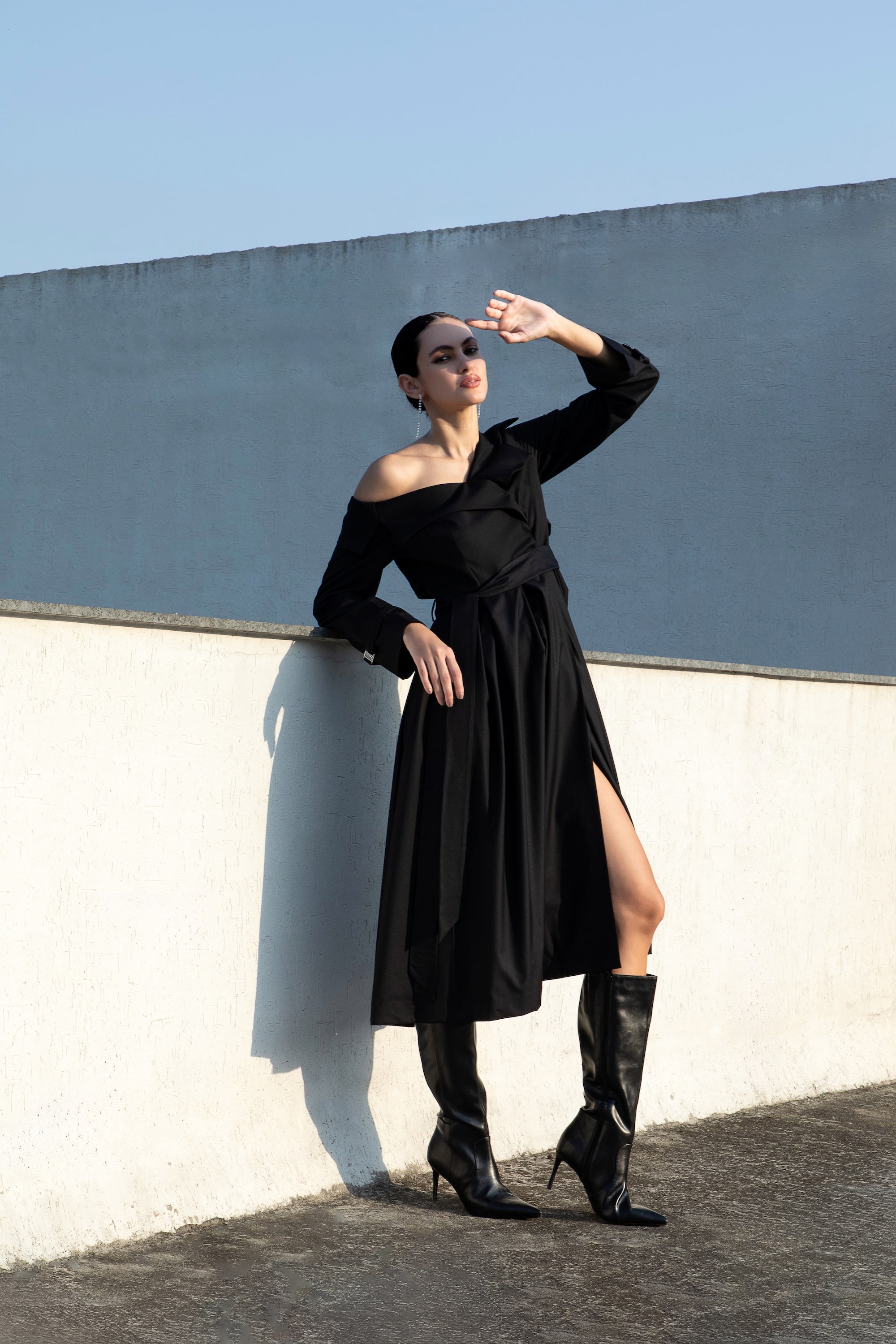 Trench Dress in Midnight Noir