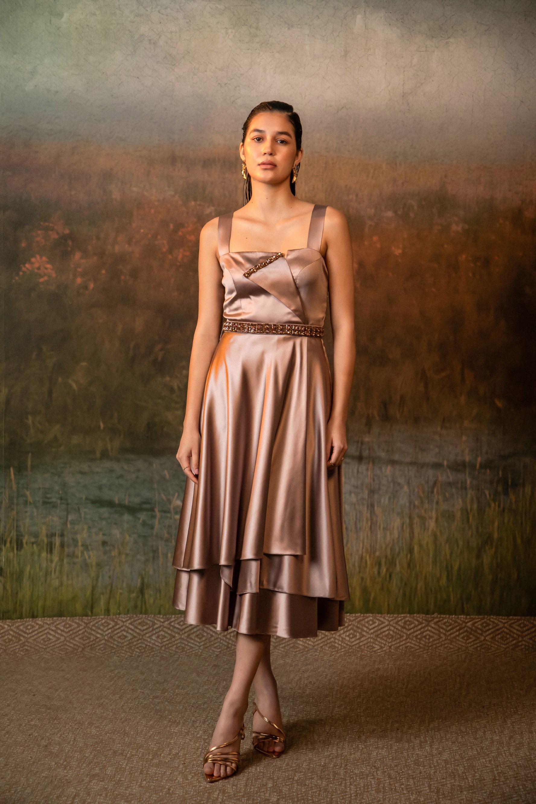 Calista Dress in Dusty rose