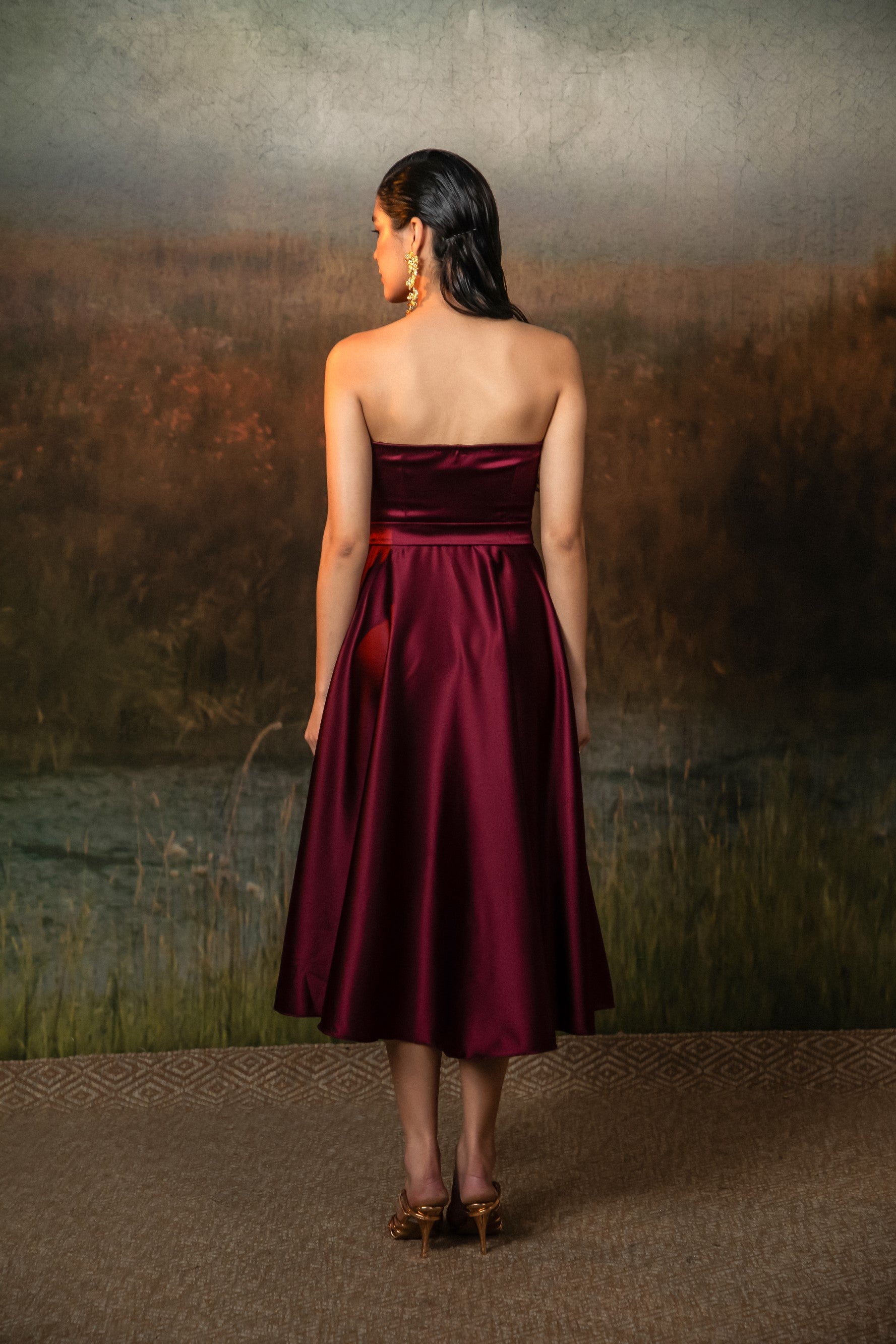 Althea Dress  in Deep Rosewood