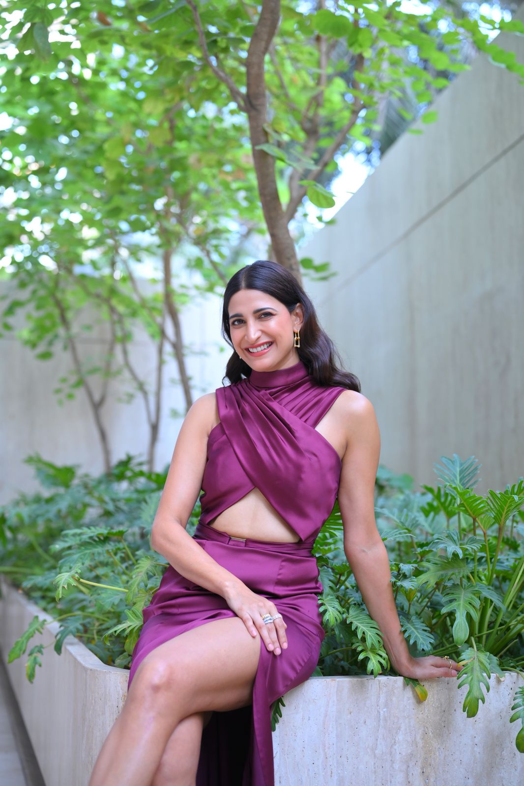 Aahana Kumra in Dione Gown in Deep Rosewood