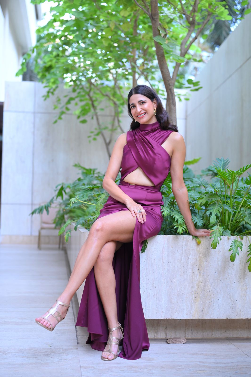 Aahana Kumra in Dione Gown in Deep Rosewood