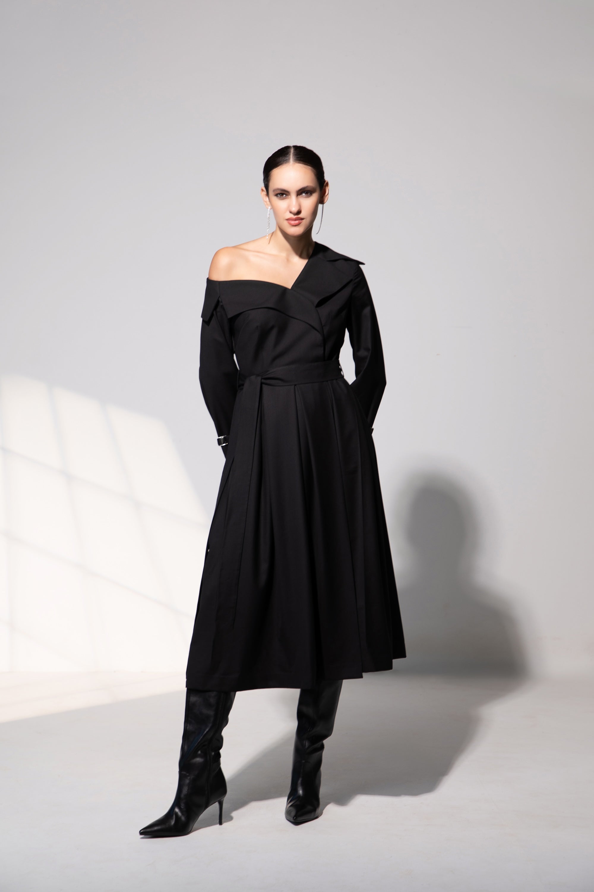 Trench Dress in Midnight Noir