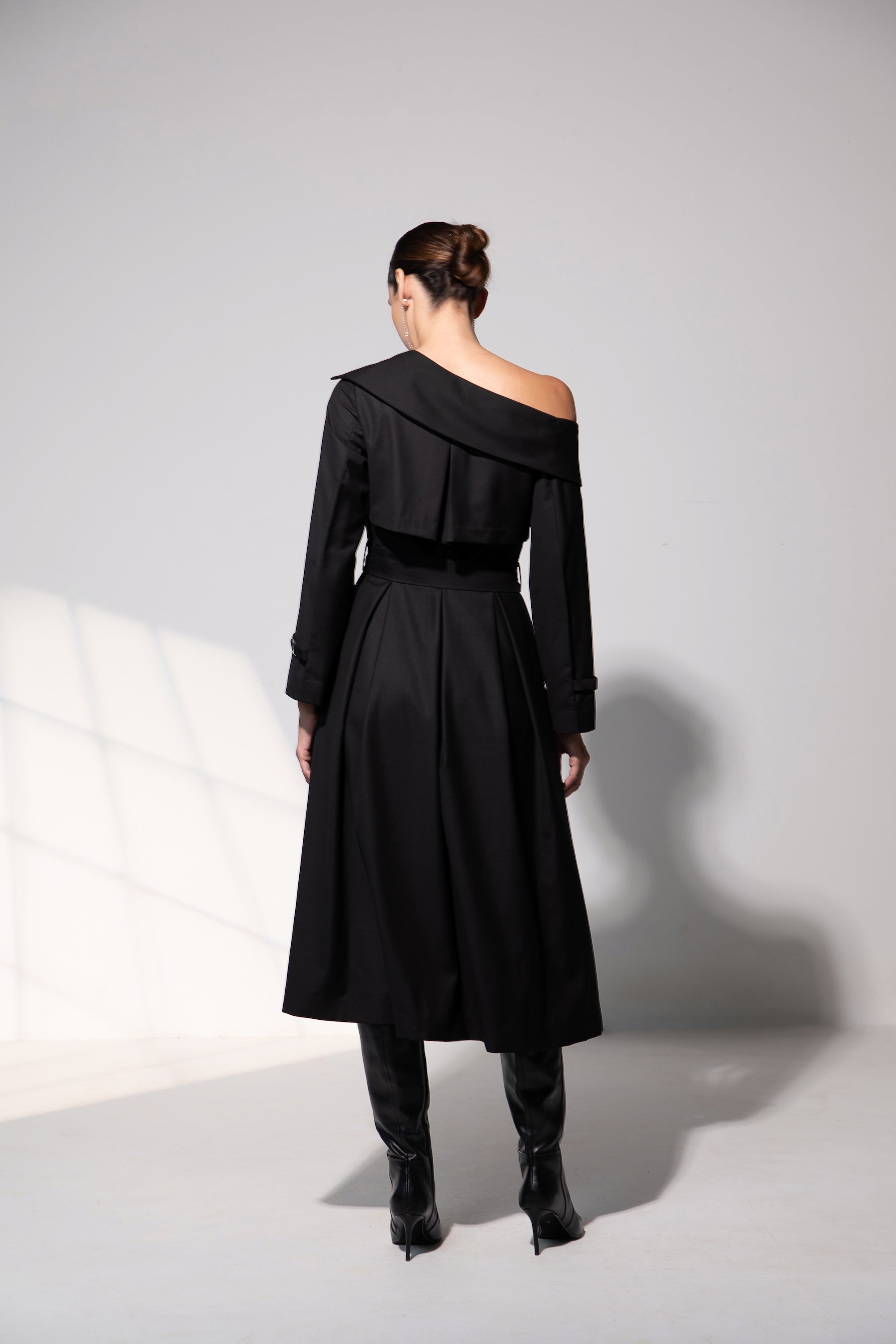 Trench Dress in Midnight Noir