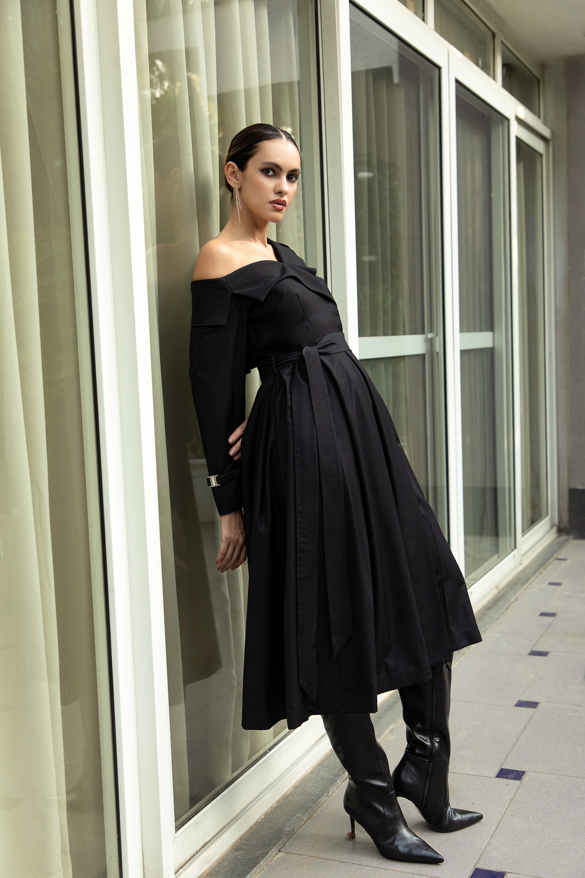 Trench Dress in Midnight Noir